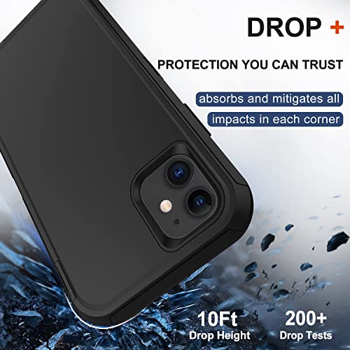 for iPhone 11 Case with Belt Clip Holster, 2 x Screen Protector, [Military Grade] Heavy Duty Full Body Shockproof Dust-Proof Drop Proof Rugged Protective Cover for Apple iPhone 11 Black - color: Black