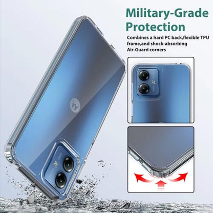for Moto G14 Case Crystal Clear Slim Hard Case Hybrid Shockproof Bumper with Tempered Glass Screen Protector Full Body Anti-Yellow Anti-Scratch Phone Protective Cover - color: Moto G14
