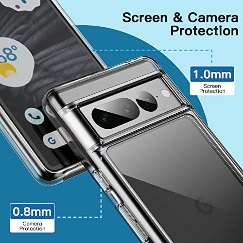 JETech Case for Google Pixel 7 Pro, Anti-Yellowing, Clear | Shockproof Protection, Scratch Resistant Hard PC Back, Durable Transparent TPU Bumper - color: Clear, size: Pixel 7 Pro