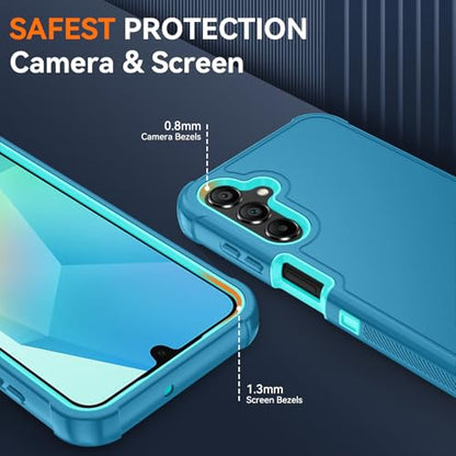 for Samsung Galaxy A16 5G Case : 3-Layer Shockproof Phone Cover with HD Screen Protector,Hybrid Protective Military-Grade Protection for Galaxy A16 5G Phone Case (Bluish Blue/Green) - color: Bluish Blue/Green