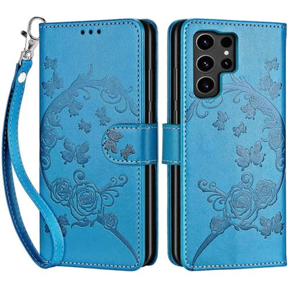 for Samsung Galaxy S24 Ultra Wallet case, Blue-Flower | 3 Card Holders, Kickstand, Shockproof TPU Shell, PU Leather, Magnetic Closure, Protective Flip Folio Cover, Women - color: 7