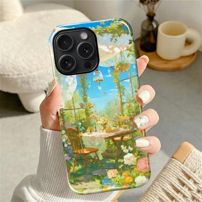 Case for iPhone 14 Pro, Shockproof Hybrid Protective Phone Case, Dual-Layer Drop Protection Anti-Scratch, Sunny Garden - color: Sunny Garden, size: iPhone 14 Pro