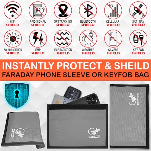 Faraday Bag Anti-Tracking GPS RFID Car Key Signal Blocker Wallet Shielding Pouch Protective Case for Cell Phone Car Key FOB, Data Privacy, Electronic Device Security (SILVER - NYLON) - color: SILVER - NYLON