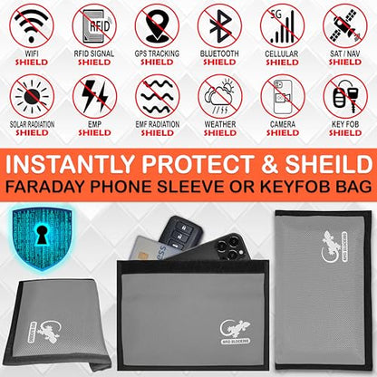 Faraday Bag Anti-Tracking GPS RFID Car Key Signal Blocker Wallet Shielding Pouch Protective Case for Cell Phone Car Key FOB, Data Privacy, Electronic Device Security (SILVER - NYLON) - color: SILVER - NYLON