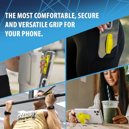 SpiiderGriip 360 Rotating Phone Grip – Flat-Fold Kickstand & Secure Strap – Works with iPhone, Android, Tablets & Cases – Comfortable & Durable (Yellow) - color: Yellow
