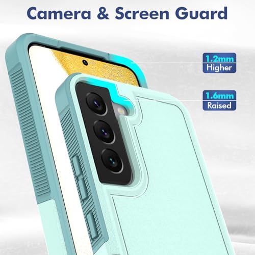 for Samsung Galaxy S22 Case: Dual Layer Protective Heavy Duty Cell Phone Cover Shockproof Rugged with Screen Protector - Military Protection Bumper Tough - Samsung Galaxy S22 5G 2022, 6.1 inch, Green - color: Mint Green (PC) + Mint Green (TPU)