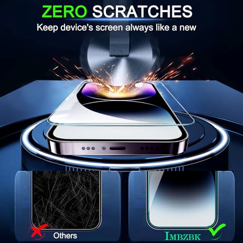 IMBZBK Screen Protector for iPhone 14 Pro Max, Tempered Glass, 3+3 Pack - color: 14 Pro Max-Transparent