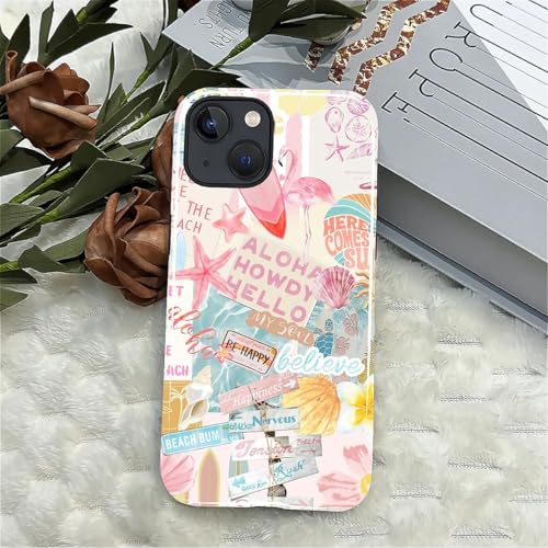 Case Compatible with iPhone 15 Plus, Cute Dual Layer Hybrid Phone Cover, Military Grade Drop Protection, Aesthetic Shockproof Phone Case for Women Girls, Pastel Pink Summer Collage - color: Pastel Pink Summer Collage, size: Iphone 15 Plus
