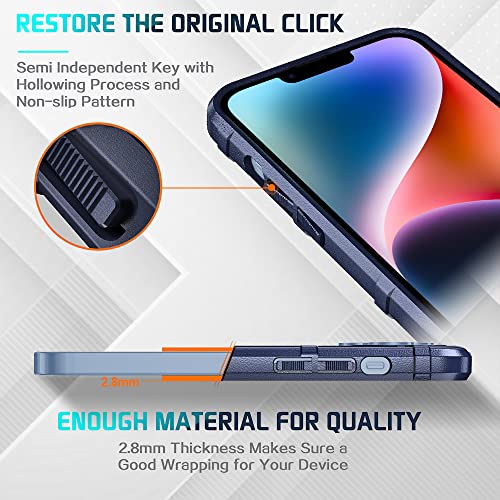 Rugged Shield 8ft Drop Proof TPU Thick Armor Tactical Protective Case Compatible with iPhone 14 (6.1 inches) - Navy Blue - color: Navy Blue, size: iPhone 14