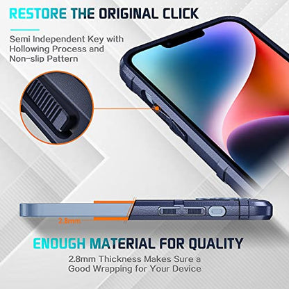 Rugged Shield 8ft Drop Proof TPU Thick Armor Tactical Protective Case Compatible with iPhone 14 (6.1 inches) - Navy Blue - color: Navy Blue, size: iPhone 14