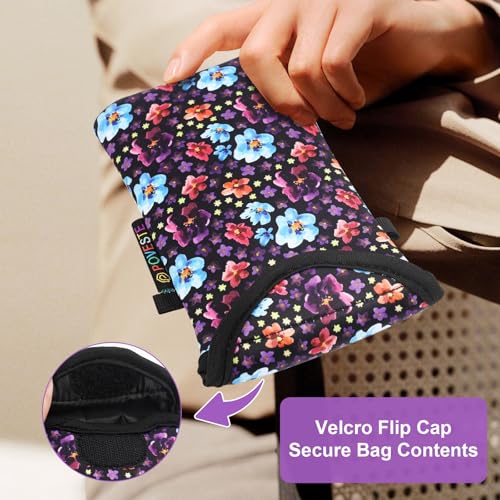 Flap Closure Secure Cell Phone Bag with Card Pocket for iPhone & Samsung - color: Purple Garden