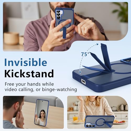 for Samsung 25-Plus Case/Samsung 24-Plus Case with Kickstand: Compatible with MagSafe Funda para Samsung S25 Plus/S24 Plus, Rugged Protection, Slim Fit & Matte Translucent Case, Navy Blue - color: Navy Blue, size: Galaxy S24/S25 Plus 6.7"