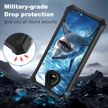 for Schok Volt Sv67q Sv67332 Case with Screen Protector, Military Grade Drop Protection, Dual Layer Hybrid Shockproof Protection TPU Phone Case for Schok Volt Sv67q, Shark - color: Shark