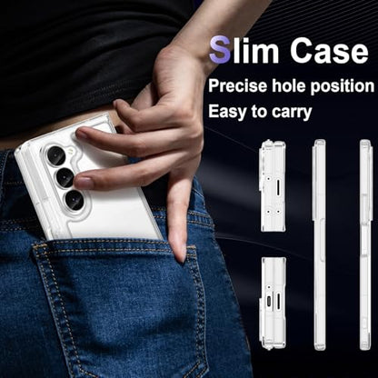 Case for Samsung Galaxy Z Fold 6, Military Grade Drop Protection Clear Phone Case, Yellowing Resistant, Anti-Scratch Hard PC Back, Shockproof Hard Ultra-Thin Protective Cover, Transparent - size: Samsung Galaxy Z Fold6
