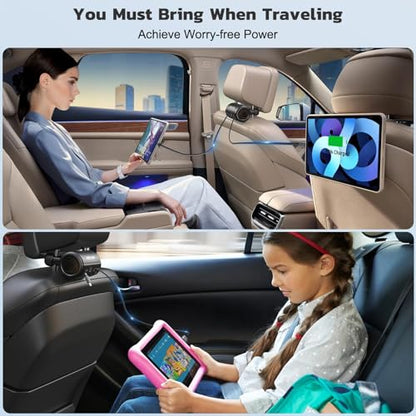 OHLPRO Multi Car Retractable Backseat 4 in 1 Car Charging Station Box Compatible with All Phones | iPhone | Samsung | Uber Taxi Lyft Turo Ride Share Customer Charging Dock Attach to Headrest - size: 39.3in Charging Station