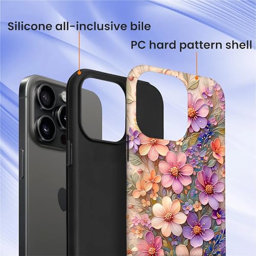 Case for iPhone 13 Pro,Drop Protection Hybrid 2-Layer Hard Phone Cover-Botanical Pastel Spring Wildflower - color: Botanical Pastel Spring Wildflower, size: iPhone 13 Pro
