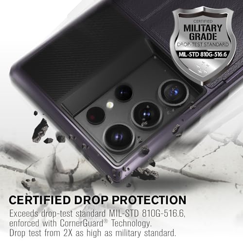 VENA vCommute for Samsung Galaxy S24 Ultra Wallet Case, Purple | Military-Grade Drop Protection, Premium Leather Magnetic Flap Cover, Hidden Card Holder, RFID Blocking, Multi-Angle Kickstand - color: Purple, size: S24 Ultra