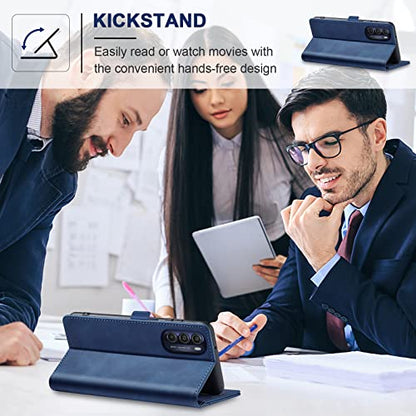 Jasonyu Flip Wallet Case for Moto G Stylus 5G (2022),Leather Magnetic Folio Cover with Card Holder,Kickstand - TPU Shockproof Durable Protective Phone Case,Blue | PU Leather Magnetic Folio Cover,with Card Holder,Kickstand,TPU Shockproof,Durable,Protective