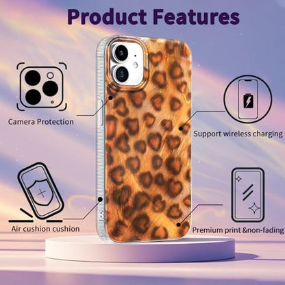 Compatible with iPhone 11 Case,with [Soft Slim][Camera Protection] Cute Leopard Print Love Shiny Aesthetic Phone Cover Anti-Yellowing Shockproof Protective Cover for Women Girl-Brown - color: Brown Leopard Heart, size: iPhone 11