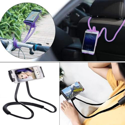Neck Phone Holder - Universal Hanging On Neck Lazy Phone Holder DIY Free Rotating Stand on Table Smart Multiple Functions Mobile Phone Mount Stand(Black) - color: Black
