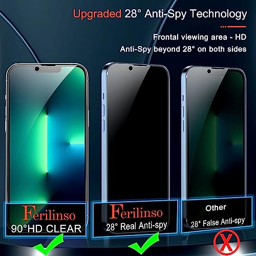 Ferilinso Privacy Screen Protector for iPhone 13 Pro, Tempered Glass - size: iPhone 13 Pro-Black