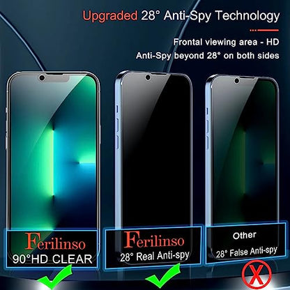 Ferilinso Privacy Screen Protector for iPhone 13 Pro, Tempered Glass - size: iPhone 13 Pro-Black