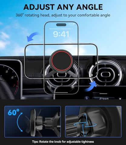 for Magsafe Car Phone Mount for Mercedes Benz A/B/C/E/V/G/Class & Audi A1/A3/A3, Air Vent Car Mount Magnetic Phone Holder Compatible with iPhone 17 Pro Max 16 15 14 13 12, Black - style: Air Vent Car Mount