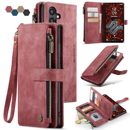Samsung Galaxy S24+ Plus 5G Wallet Case with Card Holder Kickstand Magnetic Zipper Pocket Lanyard Strap Wristlet,Leather Flip Case Wallet for Samsung Galaxy S24+ Plus 5G 6.7 Inch (Red) - color: Red, size: S24+ Plus 6.7 Inch