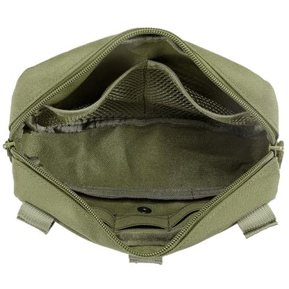 FRTKK Tactical Molle Admin Pouch Utility Laser Cut EDC Tool Pouch Bag Horizontal Modular Pouches Include US Flag Patch and Keychain - color: Army Green