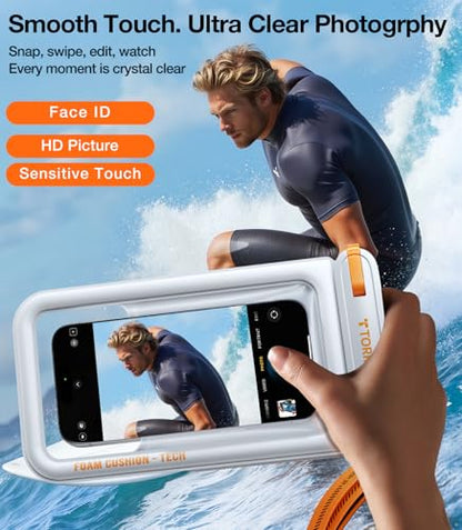 TORRAS IP68 Waterproof Phone Pouch Floating with Double Space 7.0", White | Waterproof Phone Case with Crossbody Lanyard, Phone Dry Bag for iPhone 17 Pro Max 16 S26, Beach Cruise Ship Travel Essentials - color: White