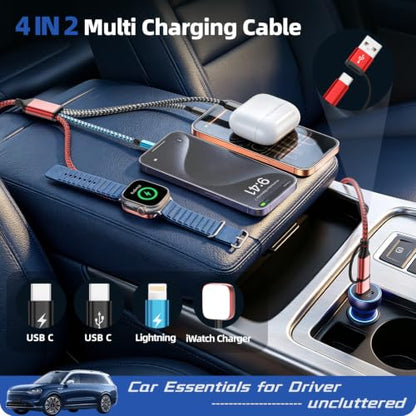 Cruise Essentials 2026, 4 in 2 Multi Charging Cable for Apple Watch Charger - color: Red&Black, size: AC to 2C+L+iWatch