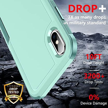 SPIDERCASE for iPhone Xs Max Case, [10 FT Military Grade Drop Protection] [2 pcs Tempered Glass Screen Protector] Shockproof Airbag Cushion Protective Case for iPhone Xs Max 6.5” (Light Green) - color: Light Green