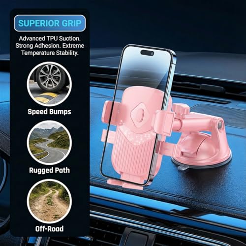 Car Phone Holder 360 Rotation Adjustable Smartphone Mount Pink - color: Pink