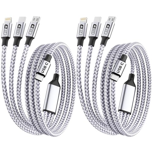 100W Fast Charging Cable, 2 Pack 3 in 1 USB C Multi Charger Cord - color: Gray