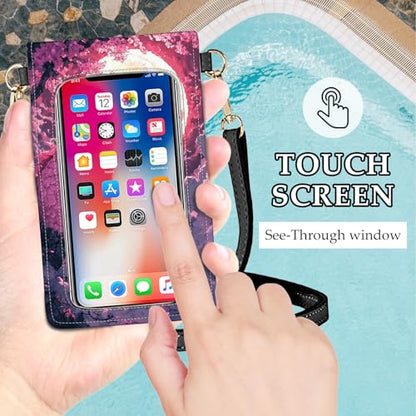 Small Crossbody Bags for Women Touchscreen Cell Phone Bag Cross Body Purses with adjustable Strap,Gifts For Teenage Girls - color: Pink Dragon & Full Moon