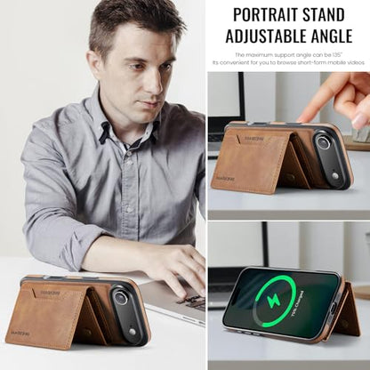 K2 2 in 1 Detachable Magnetic Phone Cases Compatible with iPhone Air / 17 Air Case with Card Holder RFID Blocking , Compatible with Magsafe Wallet, Leather 6.5'' (Brown, iPhone Air) - color: Brown, size: iPhone Air