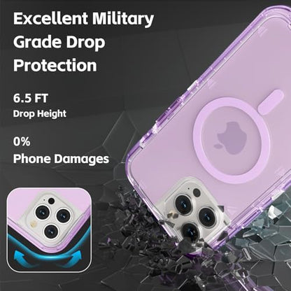Follaroma Magnetic for iPhone 12/iPhone 12 Pro Case,Heavy Duty Cases,Purple | Compatible with MagSafe, Heavy Duty Shock proof Protection, Military-Grade Anti-Drop, Dual Layer Transparent Protective Cover - color: Purple, size: iPhone 12/iPhone 12 Pro 6.1'