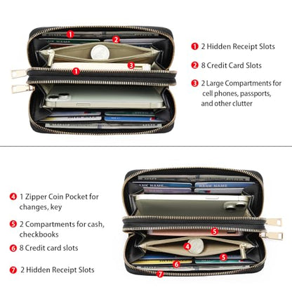GOIACII Women's Wallet RFID Blocking Leather Wristlet - color: B01 Mangnolia