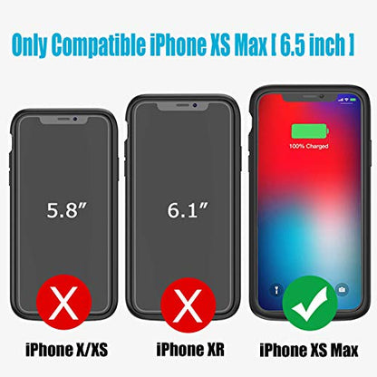 Battery Case for iPhone XS Max, 10000mAh Ultra Thin Portable Protective Power Smart Charging Case Compatible with iPhone XS Max (6.5 inch) Rechargeable Extended Battery Charger (Black) - size: iPhone XS Max