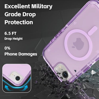 Follaroma Magnetic for iPhone 16e & iPhone 17e Case,Heavy Duty Cases,Purple | Compatible with MagSafe, Heavy Duty Shock proof Protection, Military-Grade Anti-Drop, Dual Layer Transparent Protective Cover - color: Purple, size: iPhone 16e/iPhone 17e 6.1''