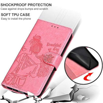 for Samsung Galaxy S24 FE Wallet case, Pink-Girl | 3 Card Holders, Kickstand, Shockproof TPU Shell, PU Leather, Magnetic Closure, Protective Flip Folio Cover, Women - color: 1
