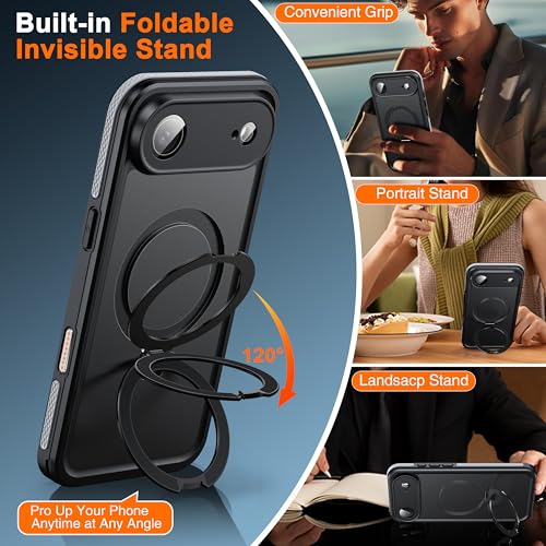 Oterkin Magnetic Stand for iPhone Air Case Waterproof IP68, Black - color: Black, size: iPhone Air 6.5''