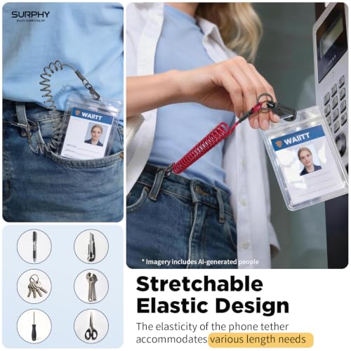 SURPHY Anti Theft Phone Strap, Phone Lanyard, Sturdy Steel Wire Keychain - color: P2- Red & Black