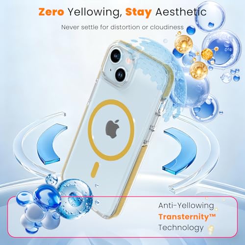 DEERLAMN Magnetic Clear Case for iPhone 13/iPhone 14 6.1-Inch, [Compatible with Magsafe][Anti-Yellowing] Transparent Slim Shockproof Protective Phone Cover, Yellow - color: Yellow, size: iPhone 13/14-6.1 Inch