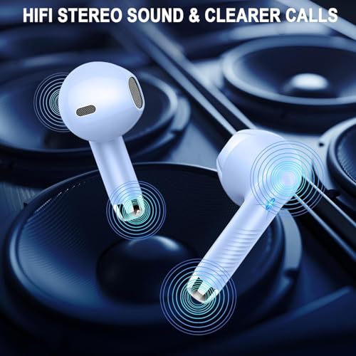 Wireless Earbuds Bluetooth 5.4, LED Power Display Headphones, 6D Stereo - color: Mauve