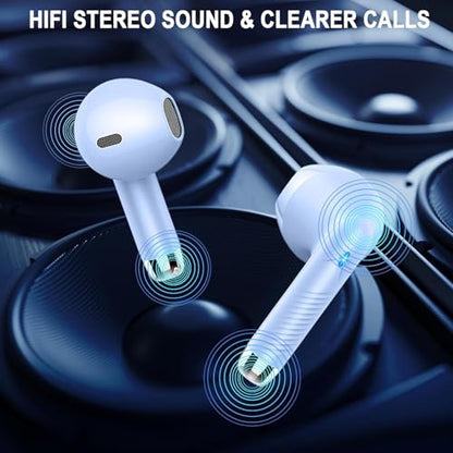 Wireless Earbuds Bluetooth 5.4, LED Power Display Headphones, 6D Stereo - color: Mauve