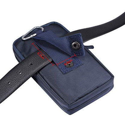 Men's Smartphone Waist Bag Zipper Mobile Phone Holster Waist Pouch Wallet with Carabiner Belt Loop for Outdoor Sport Travel - color: Blue