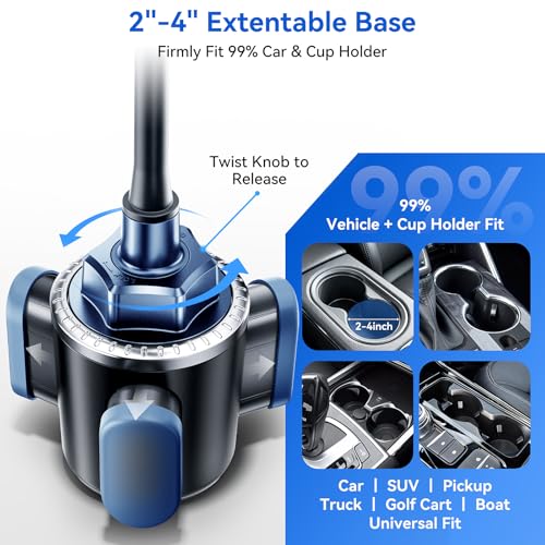 Rorhxia 13 inch Cup Holder Phone Holder, [Enjoy Convenience, Flexibility, Stability] Gooseneck Cup Phone Mount, Fit for All Phones, iPhone 17/16/15/14/13/12 Pro Max/Samsung S24/S23/S22
