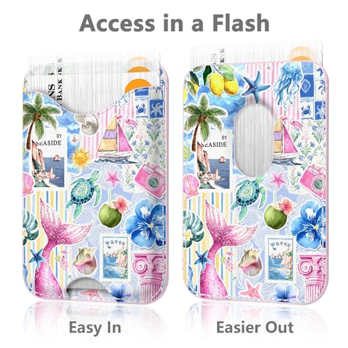 Tropical Magnetic Wallet Compatible with Magsafe Wallets for iPhone 17/16/15/14/13/12 Series Pro Max Plus Cute Phone Summer Holidays Mag Safe Fit 3 Cards for Women Lether Island Picnic - color: Z-Island Picnic