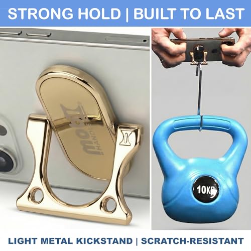 Patented 3-Finger Phone Grip & Stand - Comfortable & Secure Loop Holder for iPhone & Android - Ultra-Slim Zinc Alloy - Magnetic Mount Ready - Cell Phone Ring Alternative [Gold] - color: Gold